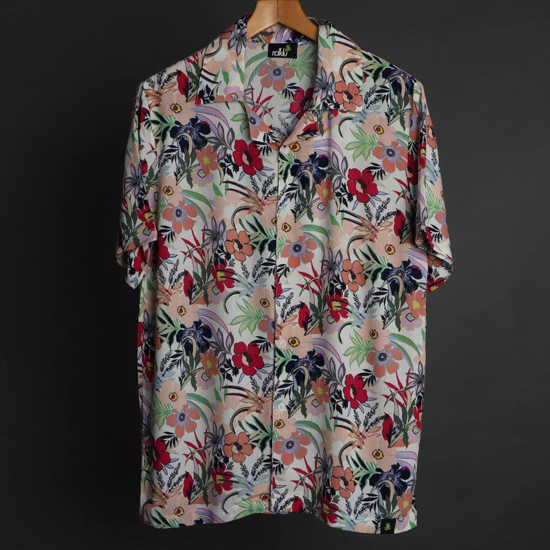 Fleex Tropical Floral Printed Half Sleeve Casual Shirt for Men
