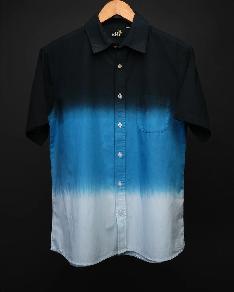 Fleex Ombre Blue Gradient Half Sleeve Casual Shirt for Men