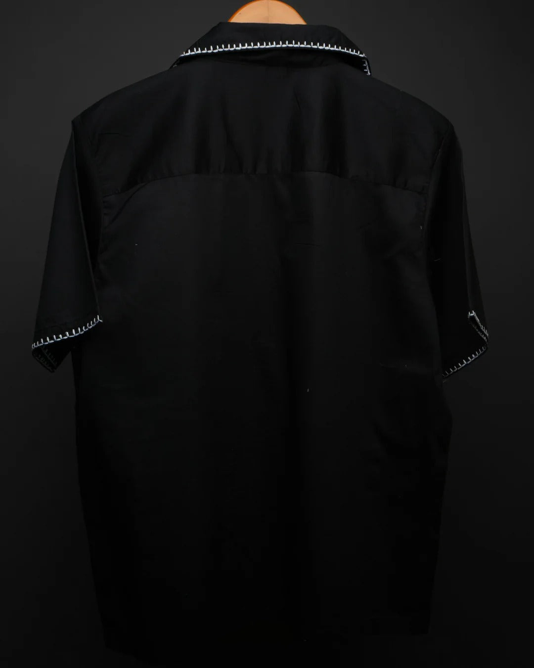 Fleex Premium Black Contrast Stitch Half Sleeve Casual Shirt for Men